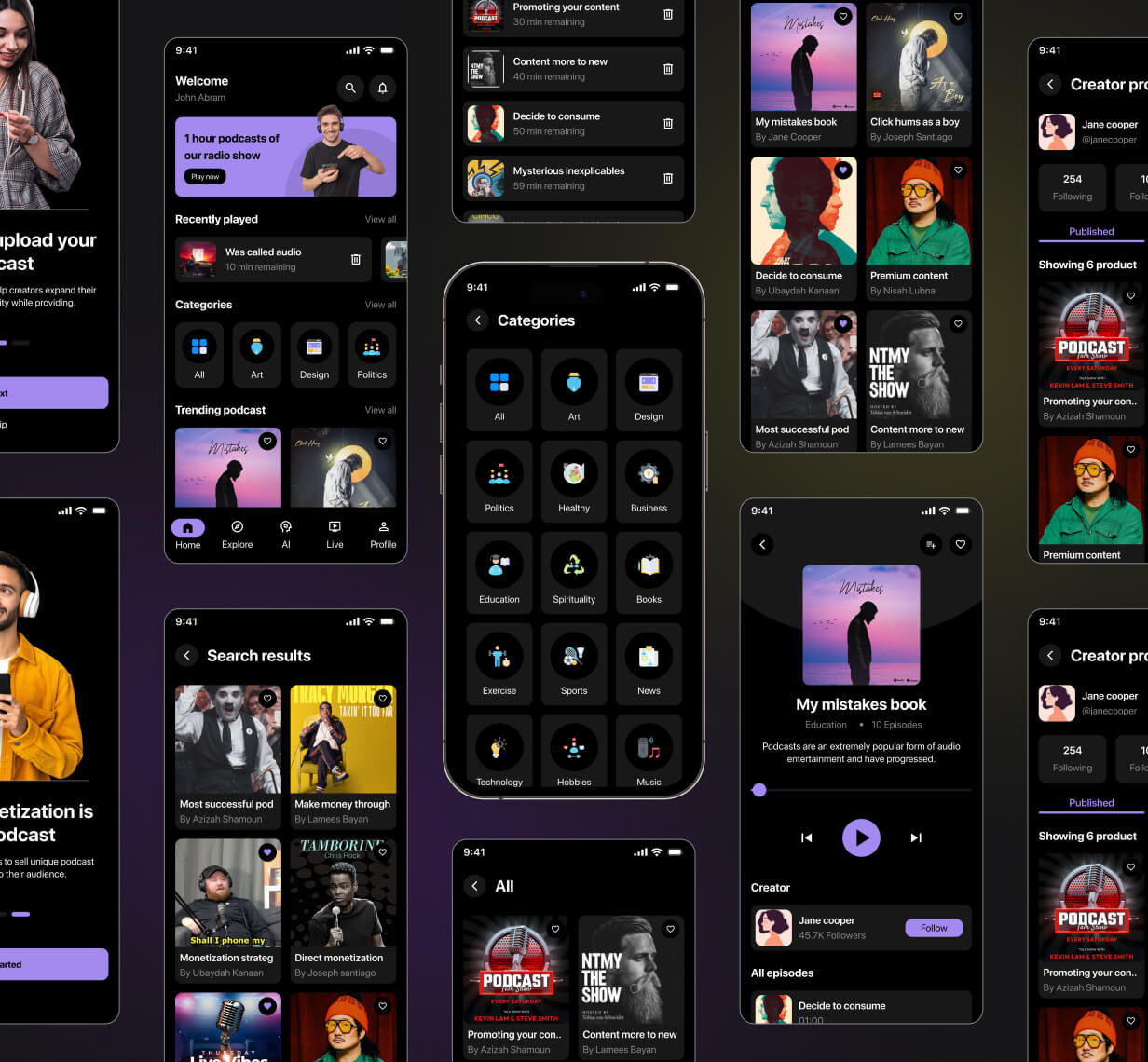 AIVoiceHub UI template | Online Podcast app in Flutter | PodHub Music App Template - 4