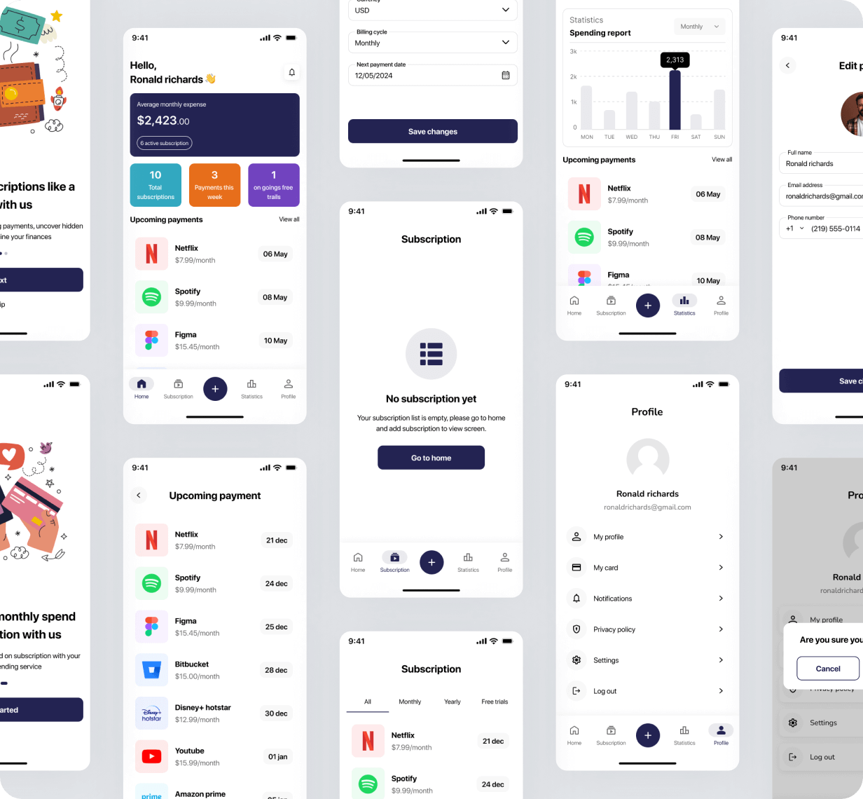 SubscriptMate UI template | Subscription Management App in flutter | RenewMaster App Template - 4