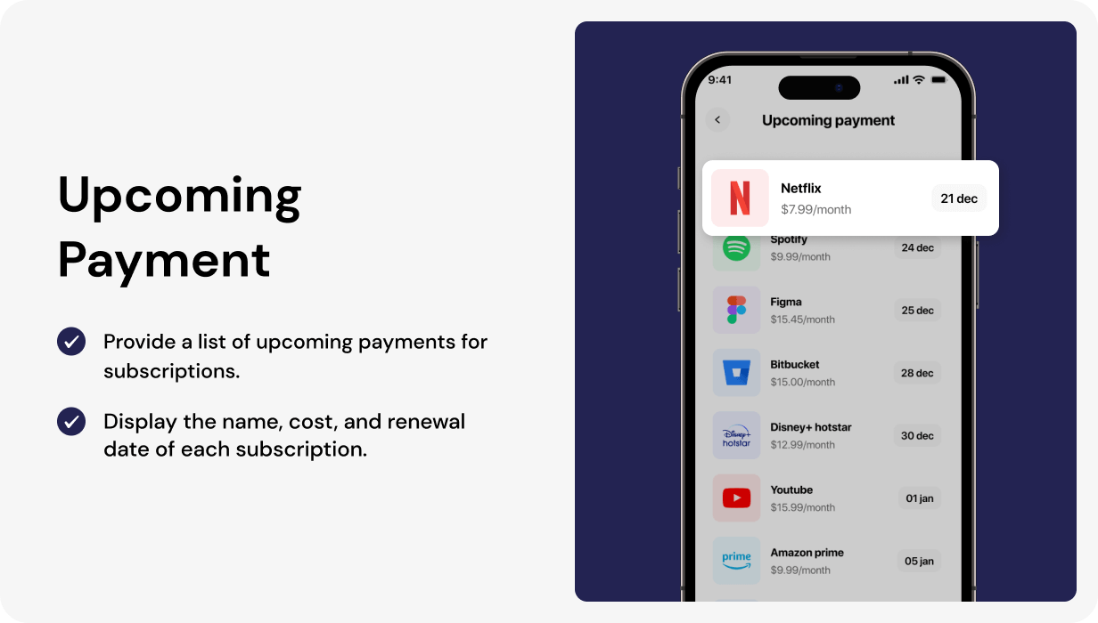 SubscriptMate UI template | Subscription Management App in flutter | RenewMaster App Template - 6