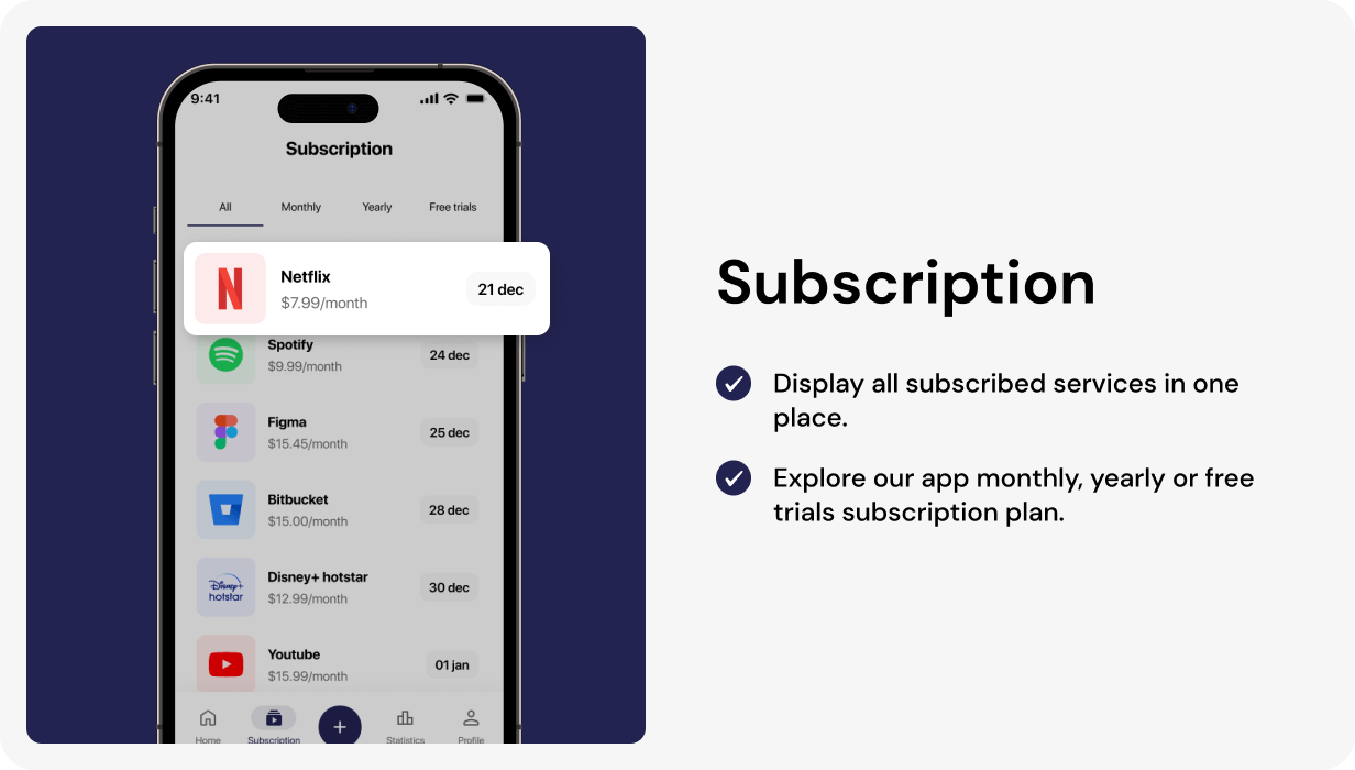 SubscriptMate UI template | Subscription Management App in flutter | RenewMaster App Template - 7