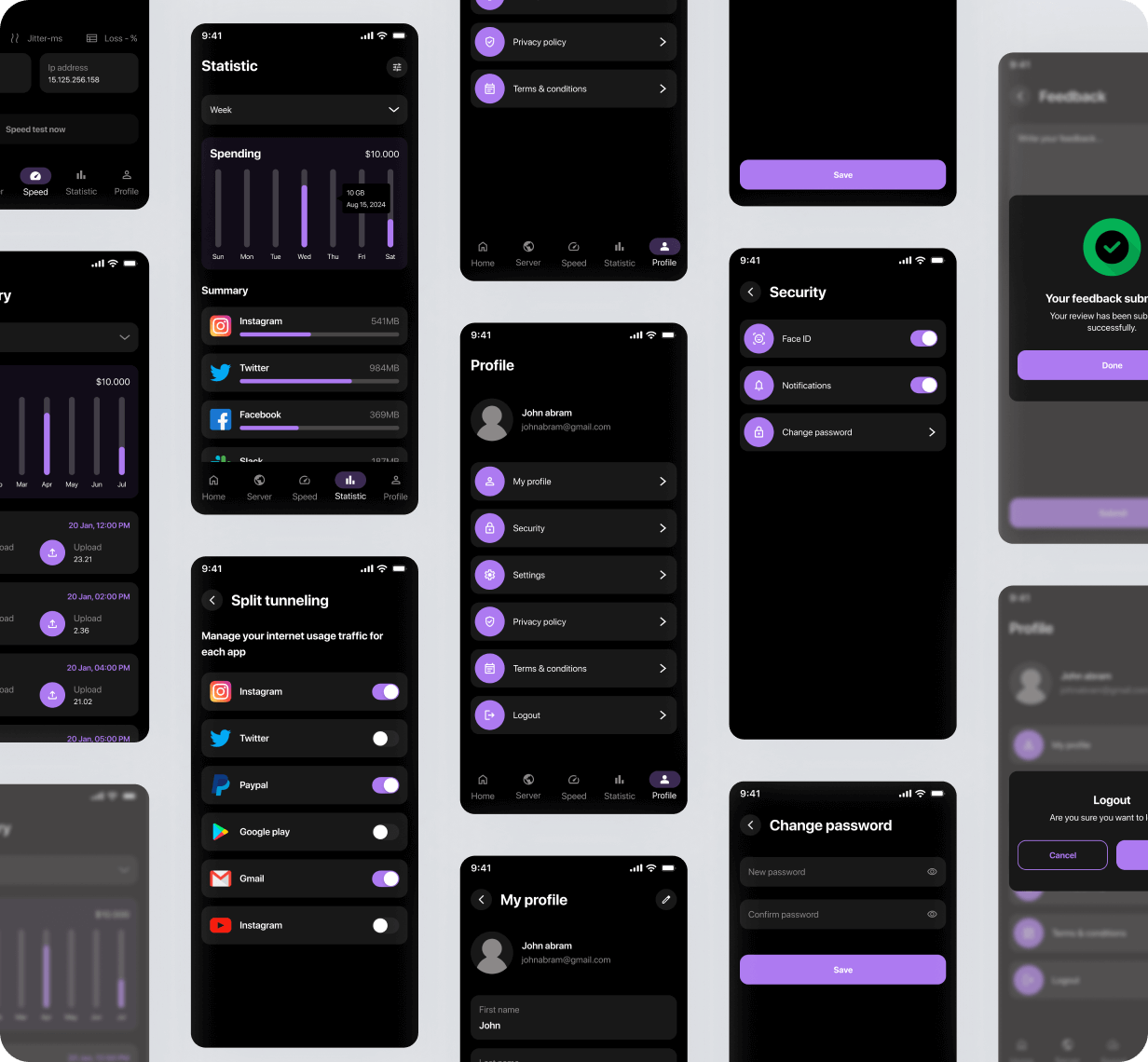 FlowVPN UI template | OpenVPN App in Flutter | Secure VPN app template - 5