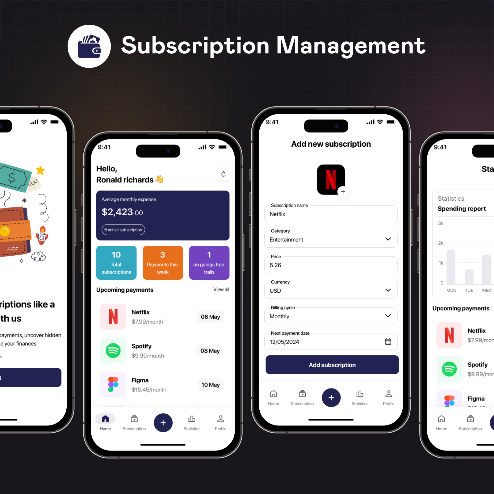 Subscription Management App UI